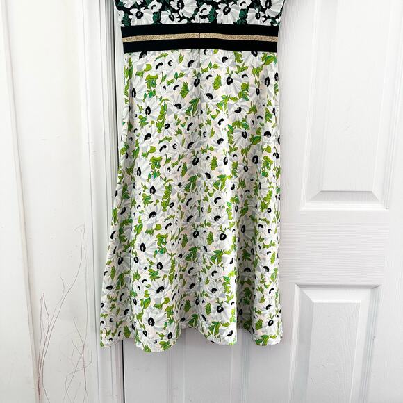 Stella McCartney Green White Petra Floral Print Dress Fit Flare 36 0/2 XS - Picture 10 of 14